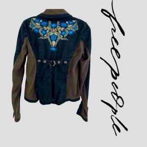 Rare Gem!! EUC Vintage Free People Embroidered Mixed Print Jacket Size 2